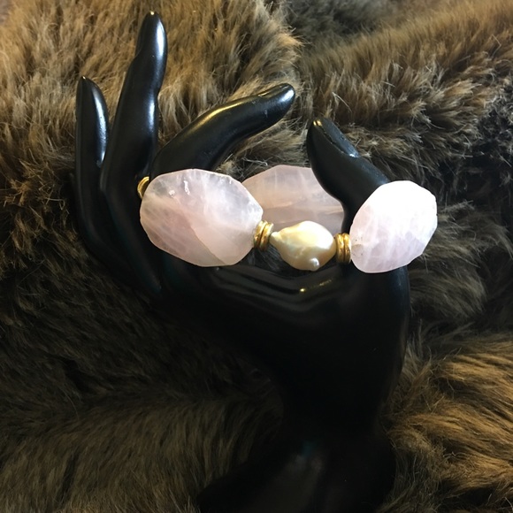 Faceted pink quartz mother of pearl bracelet - Picture 2 of 7